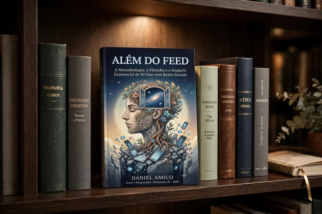 Capa Além do Feed 90 dias sem redes sociais - protocolo neurobiológico para resgatar foco e resetar dopamina